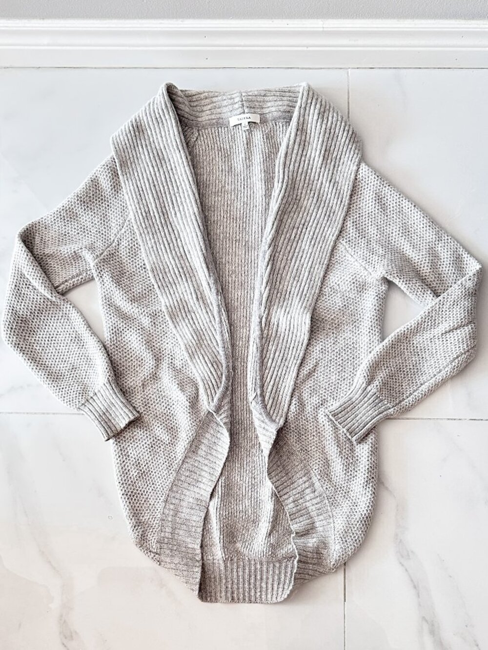 TALULA Light Grey Angora, Wool & Cashmere Blend Shawl Collar Open Front Cardigan - Picture 1 of 5